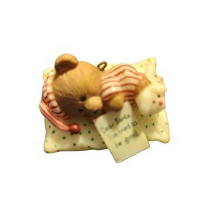 Vintage Sleeping Bear Christmas Ornament Resin